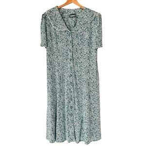 Tabby II Women 18 W Green Floral Prairie Midi Dress Cottagecore Modest Vintage